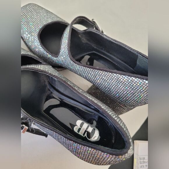 Sparkle Chunky Heel Platform Mary Jane Buckle Shoes Disco Glitter Bratz GB 7.5 - Picture 10 of 10
